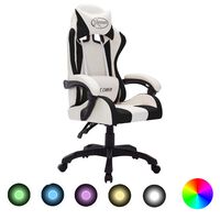 vidaXL Herní židle s RGB LED podsvícením bíločerná umělá kůže