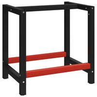 vidaXL Banco de trabajo estructura metal negro y rojo 80x57x79 cm