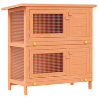 vidaXL Outdoor Rabbit Hutch Small Animal House Pet Cage 4 Doors Wood, brass vidaXL Outdoor Rabbit Hutch Small Animal House Pet Cage 4 Doors Wood