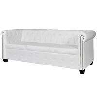 vidaXL Canapea Chesterfield cu 3 locuri, piele artificială, alb