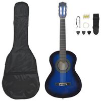 vidaXL Set de chitară clasică începători, 8 piese, albastru, 1/2 34"