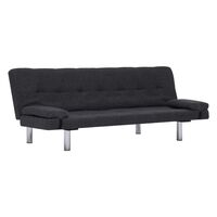 vidaXL Canapea extensibilă cu două perne, gri închis, poliester