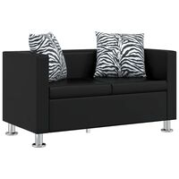vidaXL Sofa 2-osobowa ze skóry syntetycznej, czarna