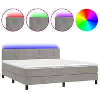 vidaXL világosszürke bársony rugós és LED-es ágy matraccal 160x200 cm
