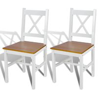 vidaXL Eetkamerstoelen 2 st grenenhout wit