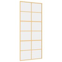 vidaXL Schuifdeur 90x205 cm helder ESG-glas en aluminium goudkleurig