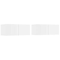 vidaXL Meubles TV 2 pcs Blanc brillant 80x30x30 cm Bois d'ingénierie