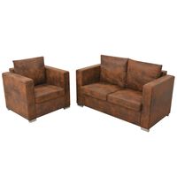 vidaXL Set Divani 2 pz in Pelle Scamosciata Artificiale