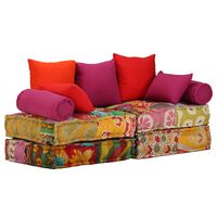 vidaXL 2místný modulární pouf patchwork textil