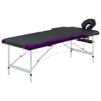 vidaXL 2-Zone Foldable Massage Table Aluminium Black and Purple