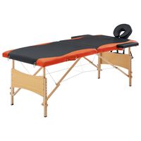 vidaXL Foldable Massage Table 2 Zones Wood Black and Orange