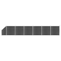 vidaXL žoga paneļu komplekts, 1138x(105-186) cm, melns WPC