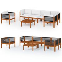vidaXL Set mobilier grădină cu perne, crem, 7 piese, lemn masiv acacia