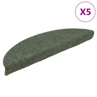 vidaXL Tapetes escada autoadesivos 5 pcs 56x17x3 cm agulhado verde