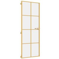 vidaXL Interiérové dveře úzké zlaté 76x201,5 cm tvrzené sklo a hliník