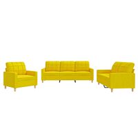 vidaXL 3-delige Loungeset met kussens stof lichtgeel