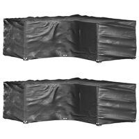 vidaXL Capas p/ mobília jardim forma de L 2 pcs 12 ilhós 185x185x70 cm
