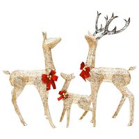 vidaXL Rentierfamilie Weihnachtsdekoration Golden 201 LEDs