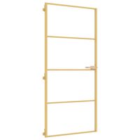 vidaXL Innerdörr guld 93x201,5 cm härdat glas och aluminium slim