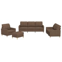 vidaXL Set de canapele cu perne, 4 piese, maro, textil