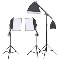 vidaXL fotostudijas gaismu komplekts, statīvi un softboksi