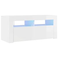 vidaXL Mobile Porta TV con Luci LED Bianco Lucido 90x35x40 cm