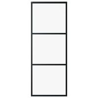 vidaXL Drzwi przesuwne 3-panele, szkło ESG i aluminium, 76x205 cm, czarne