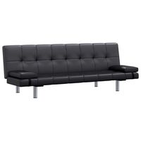 vidaXL sovesofa med to puder justérbar kunstlæder sort