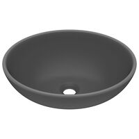 vidaXL ovális matt sötétszürke kerámia luxus mosdókagyló 40 x 33 cm