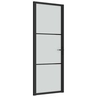 vidaXL Drzwi wewnętrzne, 76x201,5 cm, czarne, matowe szkło i aluminium
