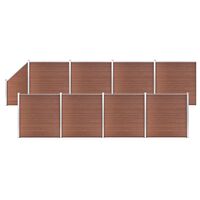 vidaXL WPC Fence Set 8 Square + 1 Slanted 1484x186 cm Brown