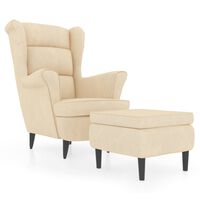 vidaXL Fauteuil met voetenbank fluweel crèmekleurig