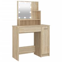 vidaXL spoguļgaldiņš ar LED, ozolkoka krāsa, 86,5x35x136 cm