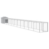 vidaXL Pollaio Area Corsa Grigio Chiaro 117x1221x123cm Acciaio Zincato