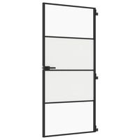 vidaXL Drzwi wewnętrzne, czarne, 93x201,5 cm, szkło i aluminium