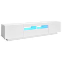 vidaXL TV skříňka s LED osvětlením bílá s vysokým leskem 180x35x40 cm