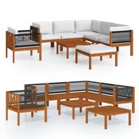 vidaXL 8 Piece Garden Lounge Set with Cushions Cream Solid Acacia Wood