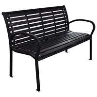 vidaXL Banco de jardim 116 cm aço e WPC preto