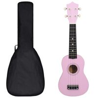 vidaXL soprāna bērnu ukulele ar somu, rozā, 21"
