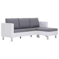 vidaXL Trivietė sofa su pagalvėlėmis, baltos sp., dirbtinė oda