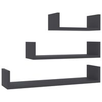 vidaXL Wandregal 3 Stk. Grau Holzwerkstoff