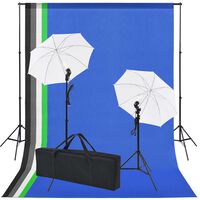 vidaXL fotostudijas komplekts: 5 krāsaini foni un 2 foto lietussargi