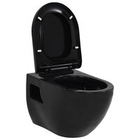 vidaXL Závěsné WC keramické černé