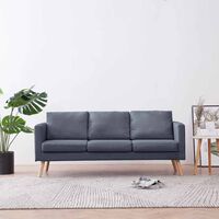 vidaXL Canapea cu 3 locuri, material textil, gri închis