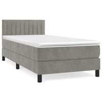 vidaXL Box Spring Bed with Mattress Light Grey 120x190 cm Velvet