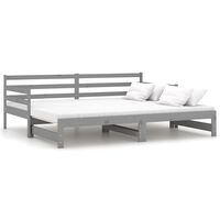 vidaXL Разтегателно дневно легло, без матрак, сиво, 2x(90x200) см