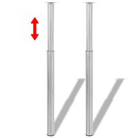 2 x Teleskopfuß Stützfuß Tischbein Nickel gebürstet 710mm-1100mm