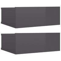 vidaXL Kelluvat yöpöydät 2 kpl harmaa 40x30x15 cm tekninen puu