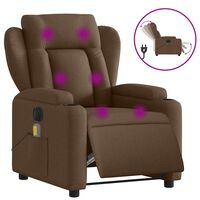 vidaXL Poltrona de massagens reclinável elétrica tecido castanho