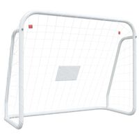 vidaXL Porta da Calcio con Rete Bianca 125x96x60 cm Acciaio Poliestere